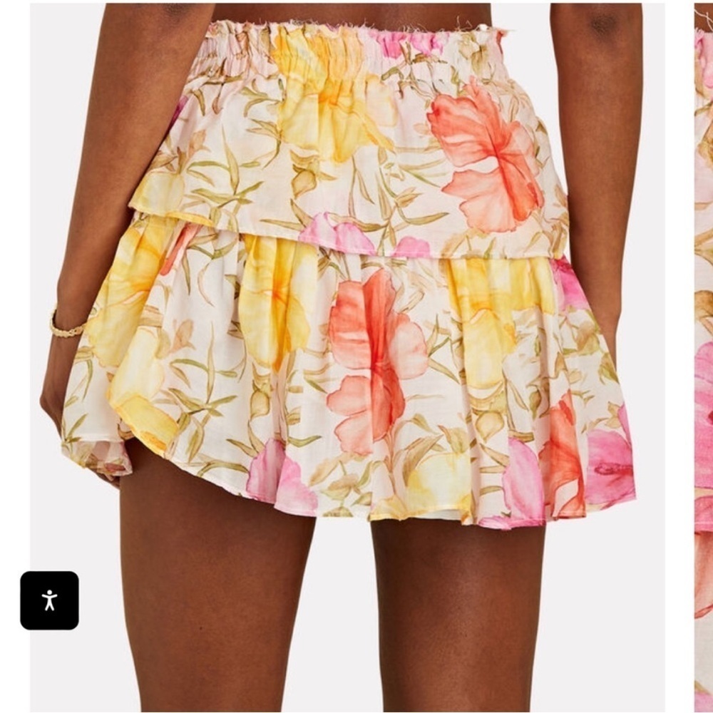 LoveShackFancy Floral Ruffle Mini Skirt Small NWT - Picture 4 of 8